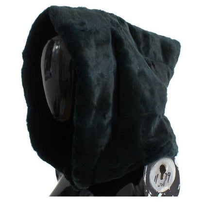 Dolce & Gabbana Green Weasel Fur Crochet Hood Scarf Hat Dolce & Gabbana