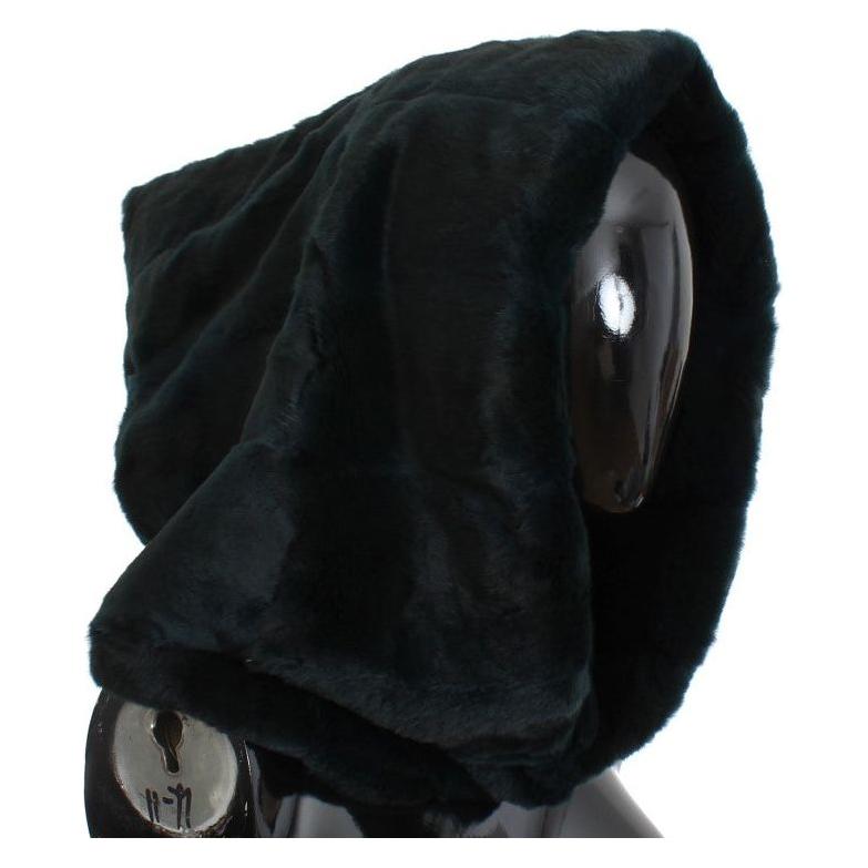 Dolce & Gabbana Green Weasel Fur Crochet Hood Scarf Hat Dolce & Gabbana