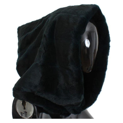 Dolce & Gabbana Green Weasel Fur Crochet Hood Scarf Hat Dolce & Gabbana