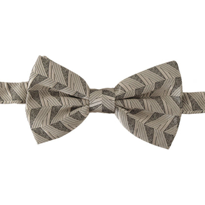 Dolce & Gabbana Gray 100% Silk Adjustable Neck Papillon Bow Tie Dolce & Gabbana