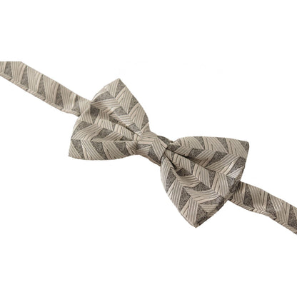 Dolce & Gabbana Gray 100% Silk Adjustable Neck Papillon Bow Tie Dolce & Gabbana