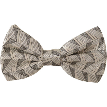 Dolce & Gabbana Gray 100% Silk Adjustable Neck Papillon Bow Tie Dolce & Gabbana