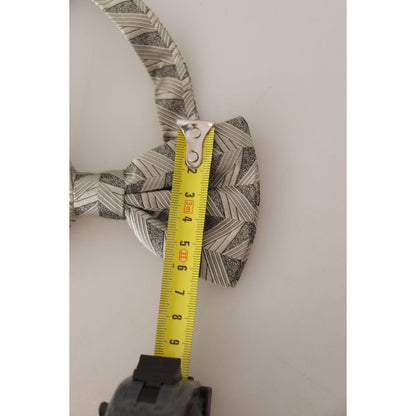 Dolce & Gabbana Gray 100% Silk Adjustable Neck Papillon Bow Tie Dolce & Gabbana