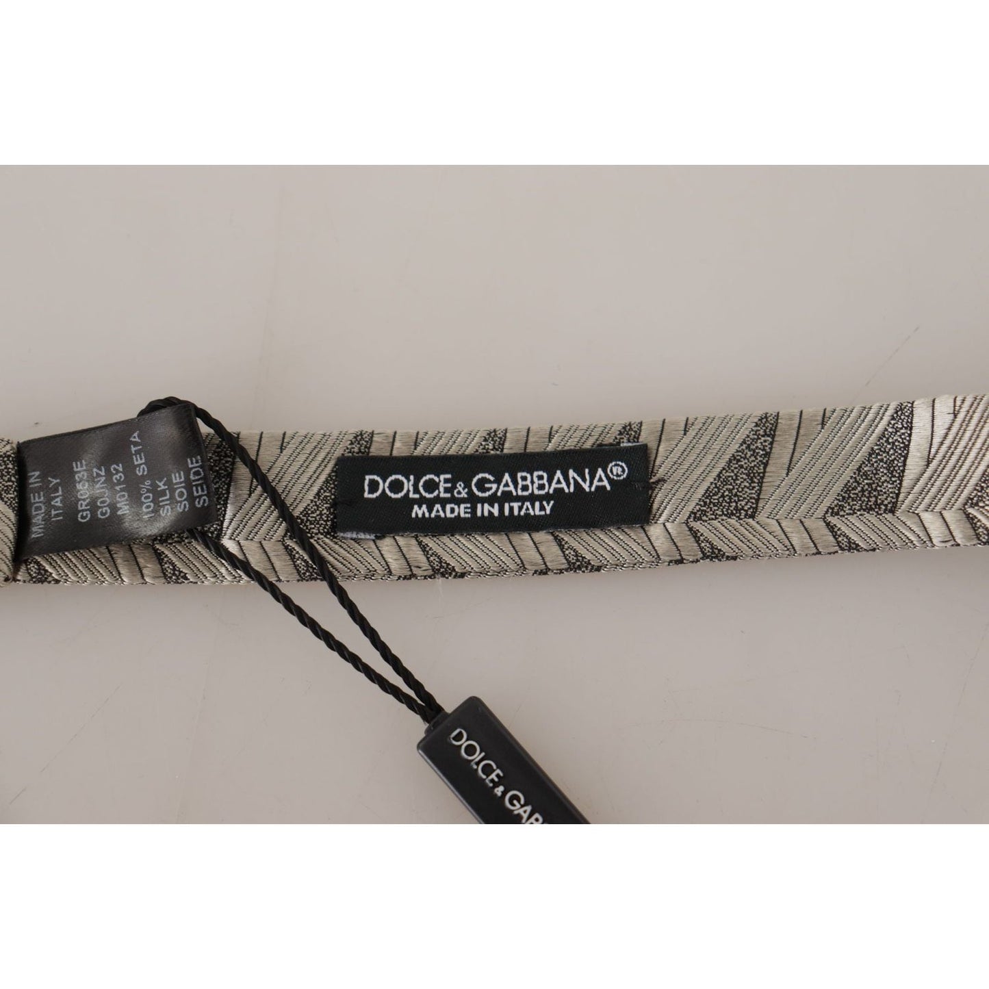 Dolce & Gabbana Gray 100% Silk Adjustable Neck Papillon Bow Tie Dolce & Gabbana