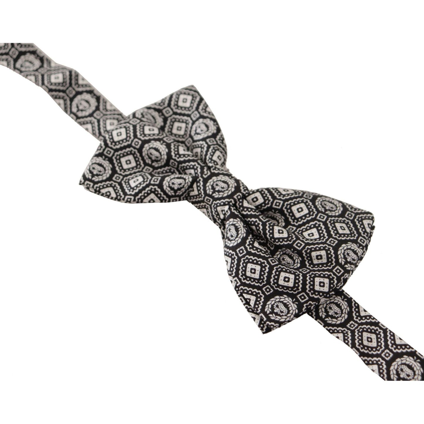 Dolce & Gabbana Black white 100% Silk Adjustable Neck Papillon Tie Dolce & Gabbana