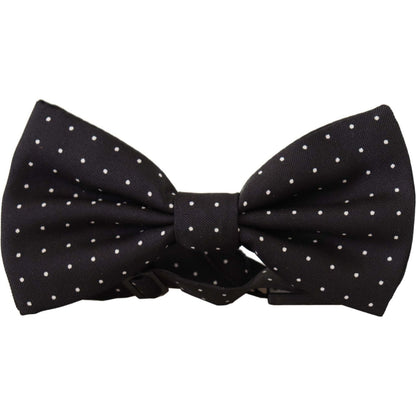 Dolce & Gabbana Black White Polka Dot 100% Silk Neck Papillon Tie Dolce & Gabbana