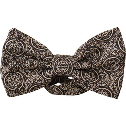 Dolce & Gabbana Black white 100% Silk Adjustable Neck Papillon Tie Dolce & Gabbana