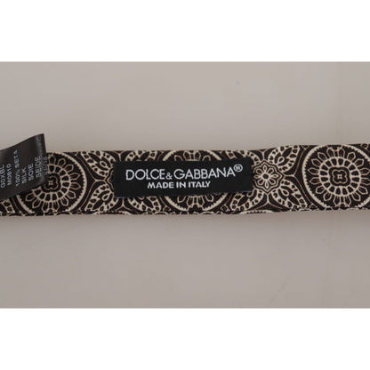 Dolce & Gabbana Black white 100% Silk Adjustable Neck Papillon Tie Dolce & Gabbana