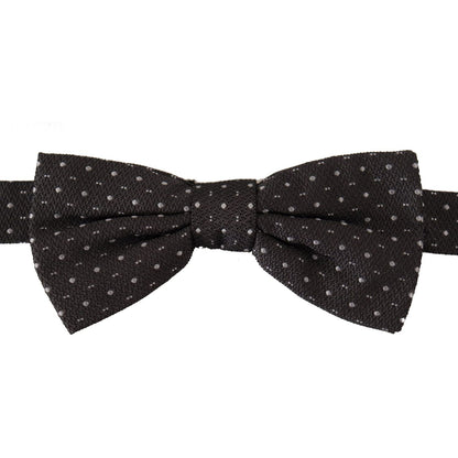 Dolce & Gabbana Gray Polka Dot 100% Silk Neck Papillon Tie Dolce & Gabbana