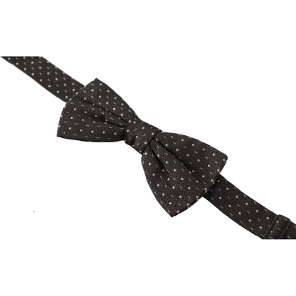 Dolce & Gabbana Gray Polka Dot 100% Silk Neck Papillon Tie Dolce & Gabbana