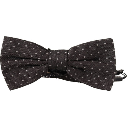 Dolce & Gabbana Gray Polka Dot 100% Silk Neck Papillon Tie Dolce & Gabbana
