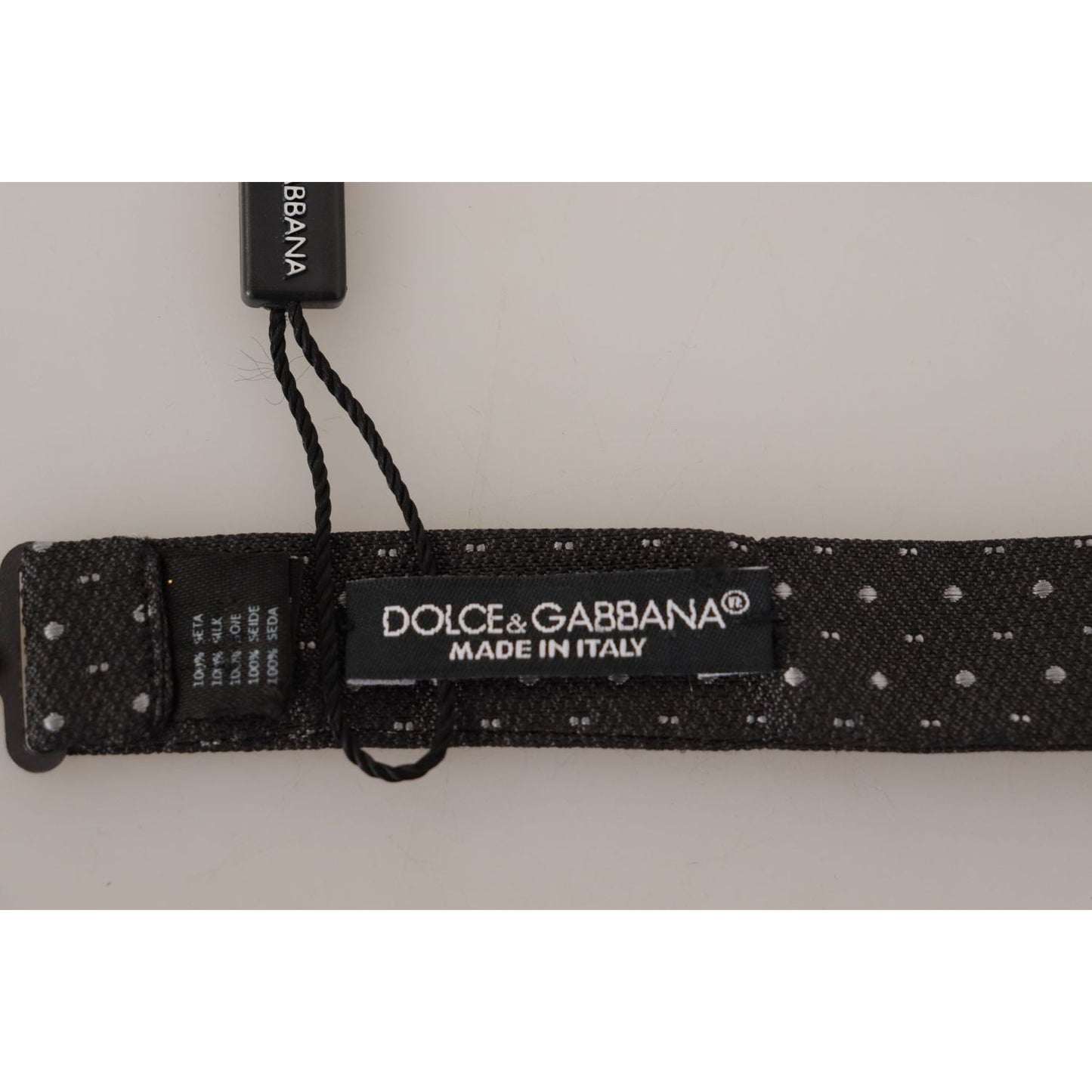 Dolce & Gabbana Gray Polka Dot 100% Silk Neck Papillon Tie Dolce & Gabbana