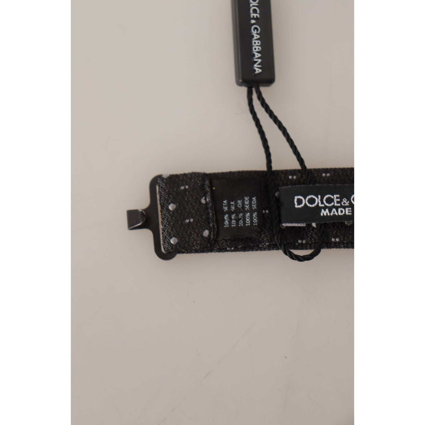 Dolce & Gabbana Gray Polka Dot 100% Silk Neck Papillon Tie Dolce & Gabbana