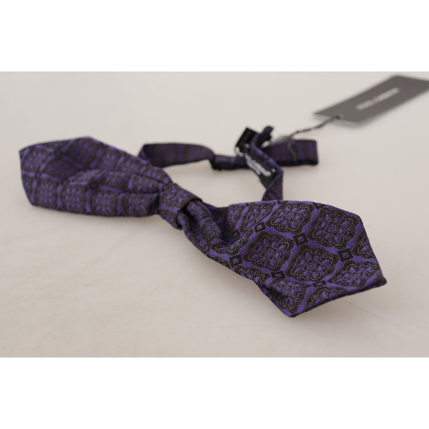 Dolce & Gabbana Blue Geometric Silk Adjustable Neck Papillon Tie Dolce & Gabbana