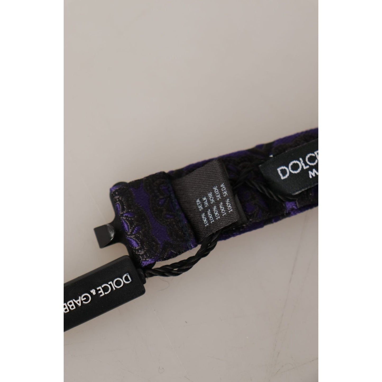 Dolce & Gabbana Blue Geometric Silk Adjustable Neck Papillon Tie Dolce & Gabbana