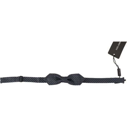 Dolce & Gabbana Blue Gray Polka Dot 100% Silk Neck Papillon Tie Dolce & Gabbana