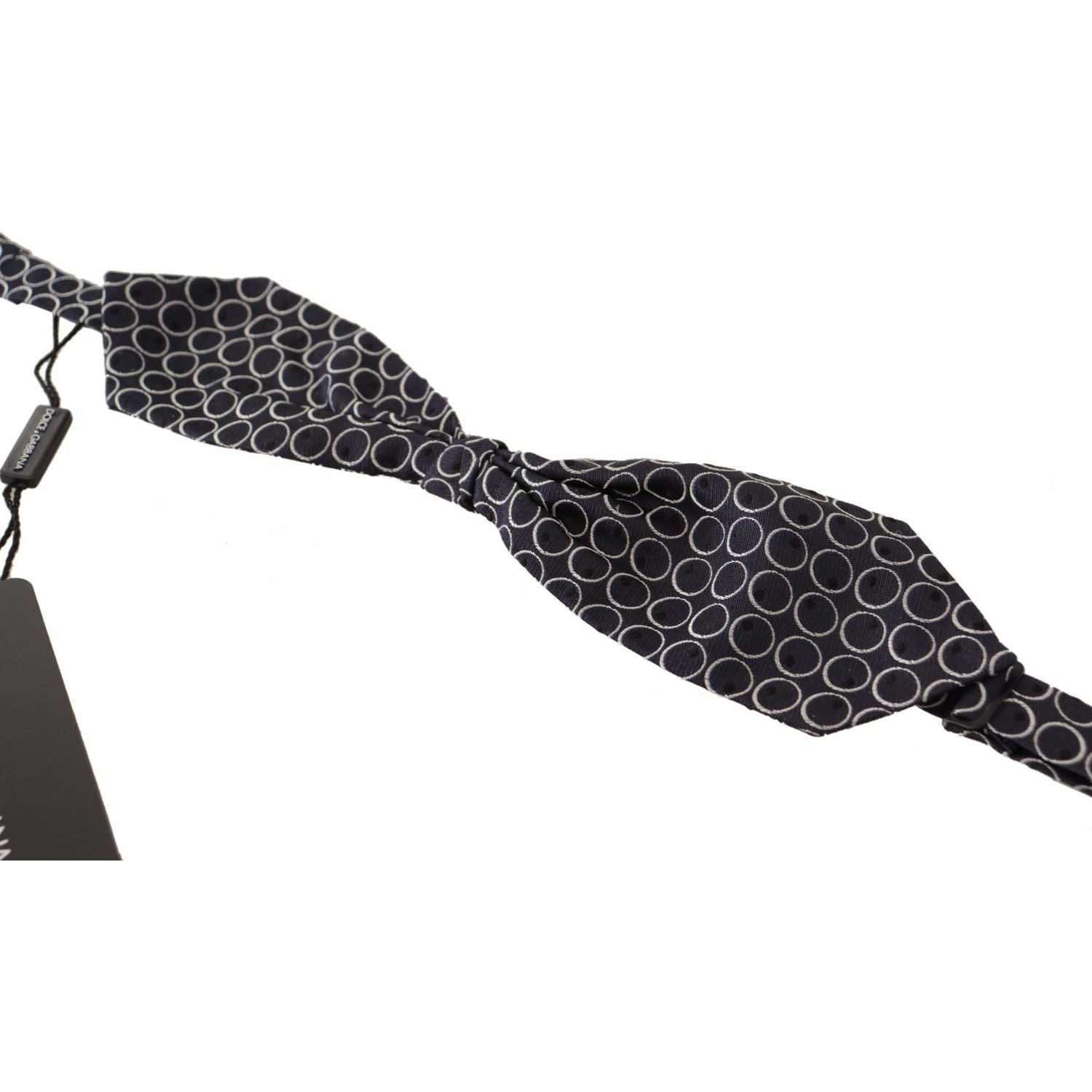 Dolce & Gabbana Black White Round 100% Silk Neck Papillon  Tie