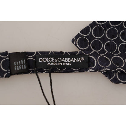 Dolce & Gabbana Black White Round 100% Silk Neck Papillon Tie Dolce & Gabbana