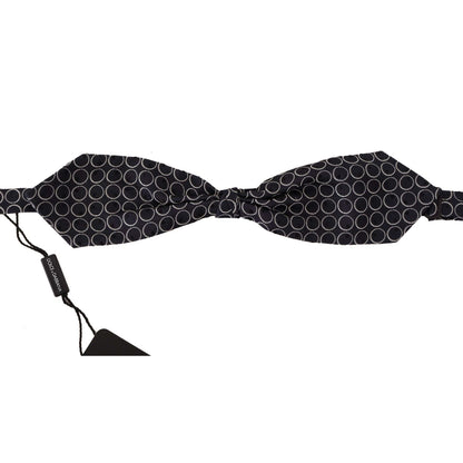 Dolce & Gabbana Black White Round 100% Silk Neck Papillon Tie Dolce & Gabbana