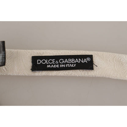 Dolce & Gabbana White 100% Silk Slim Adjustable Neck Papillon Tie Dolce & Gabbana