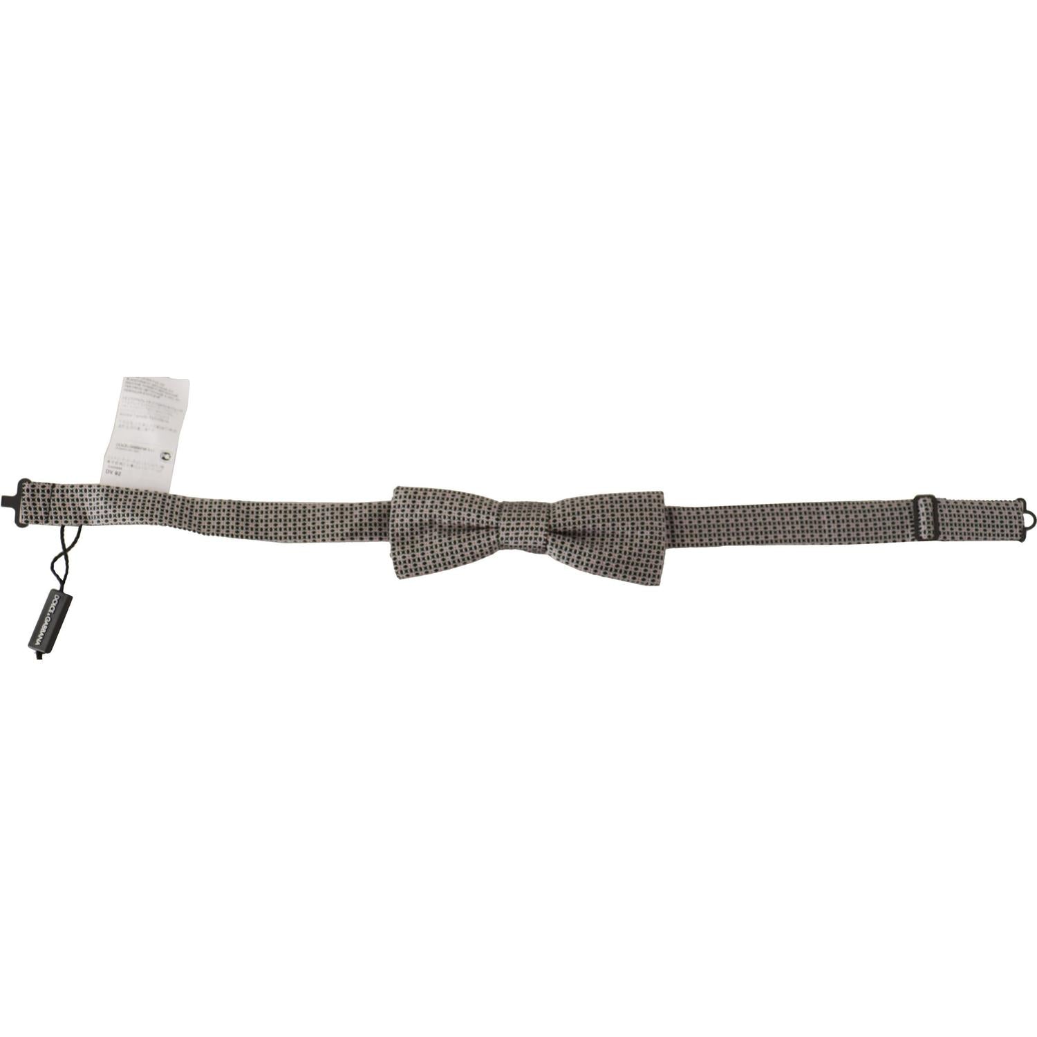 Dolce & Gabbana Black White Flower Pattern Silk Neck Papillon Tie