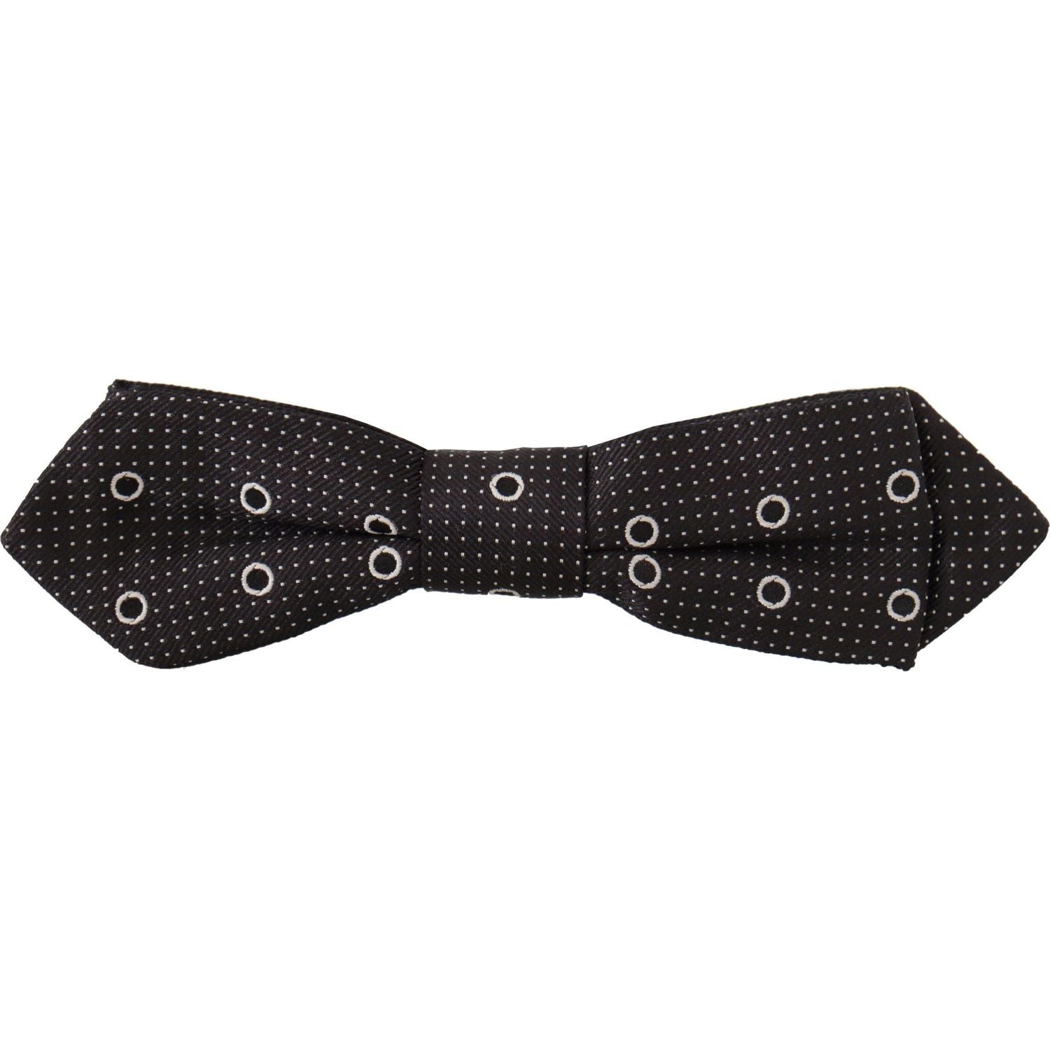 Dolce & Gabbana Black White Polka Dot 100% Silk Neck Papillon Tie
