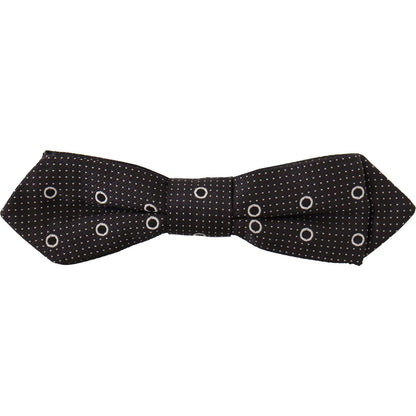 Dolce & Gabbana Black White Polka Dot 100% Silk Neck Papillon Tie Dolce & Gabbana