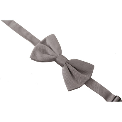 Dolce & Gabbana Gray 100% Silk Adjustable Neck Papillon Tie Dolce & Gabbana