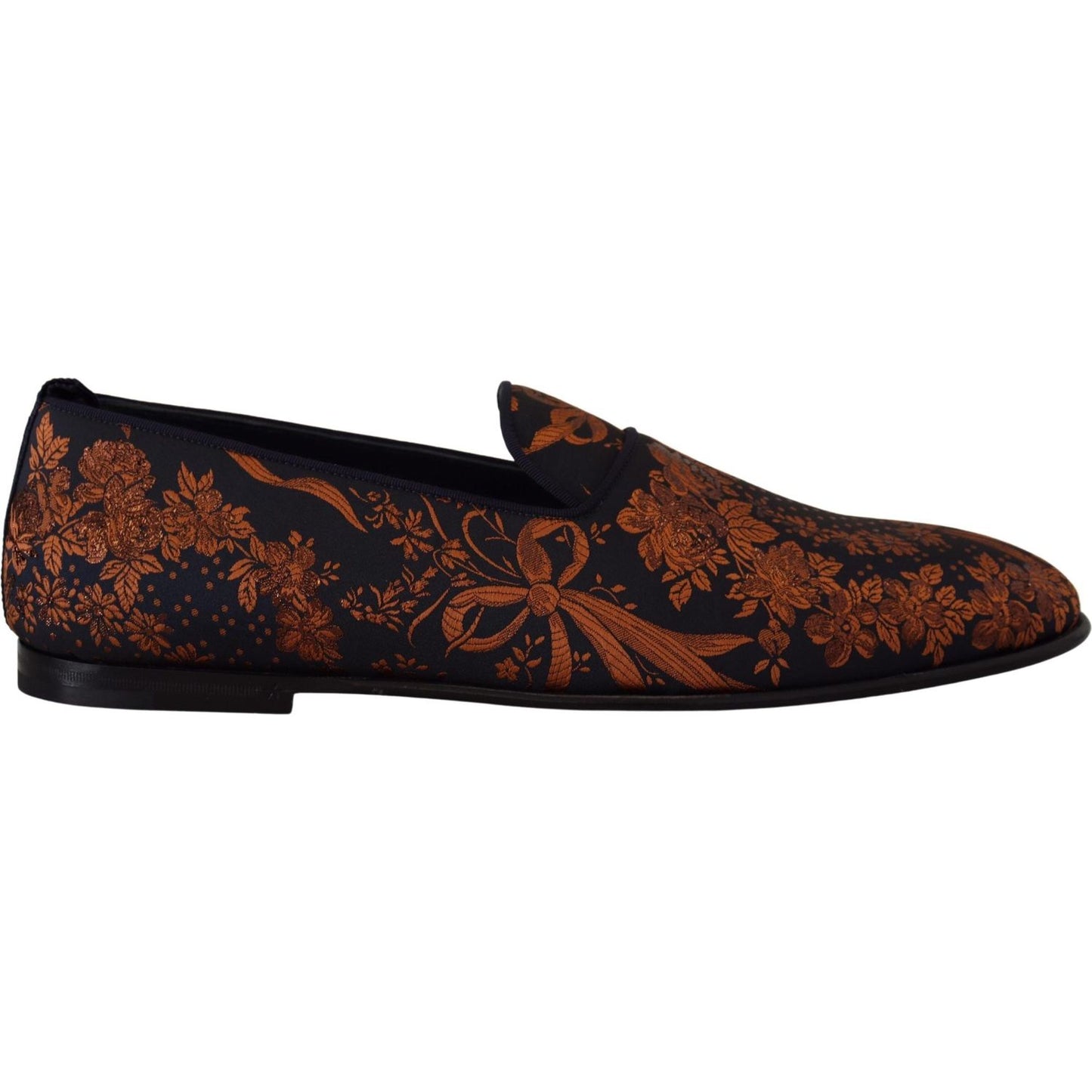 Dolce & Gabbana Blue Rust Floral Slippers Loafers Shoes Dolce & Gabbana