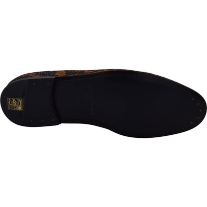 Dolce & Gabbana Blue Rust Floral Slippers Loafers Shoes Dolce & Gabbana