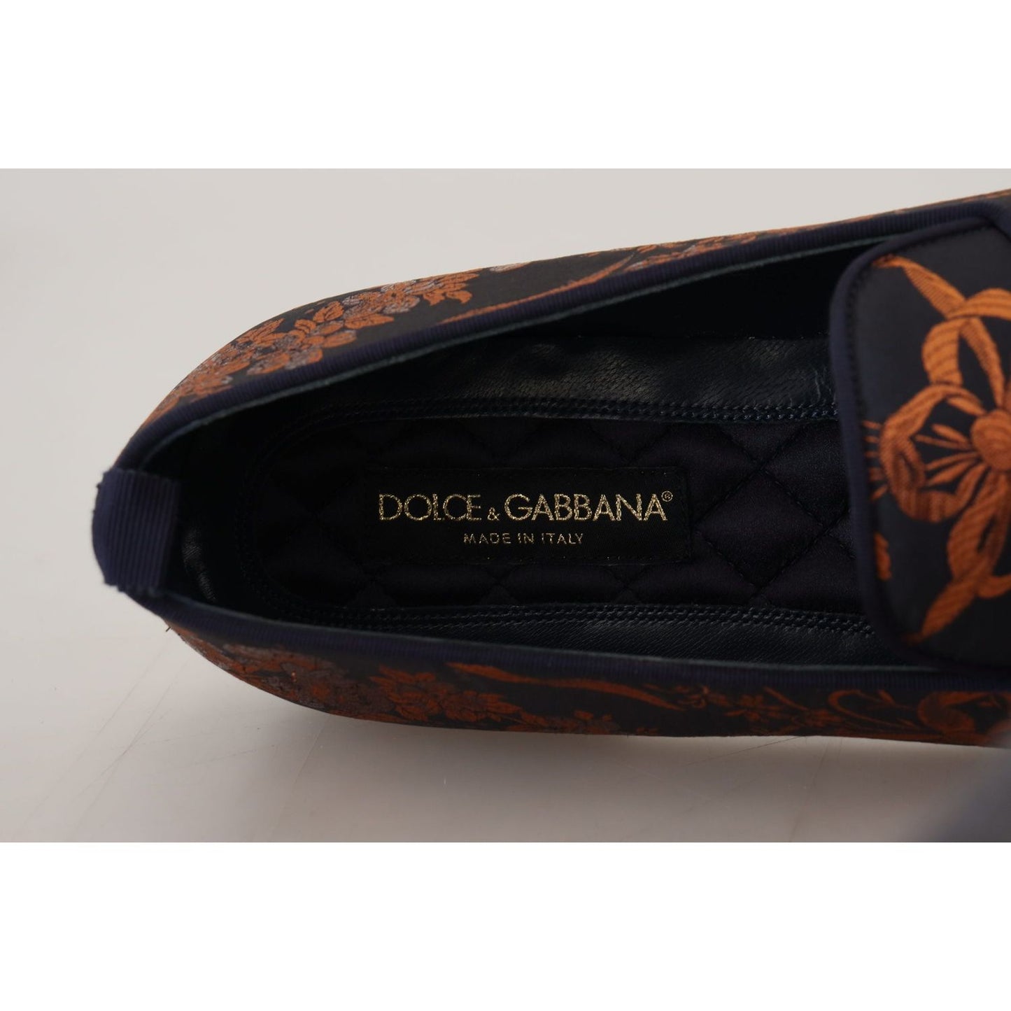 Dolce & Gabbana Blue Rust Floral Slippers Loafers Shoes Dolce & Gabbana