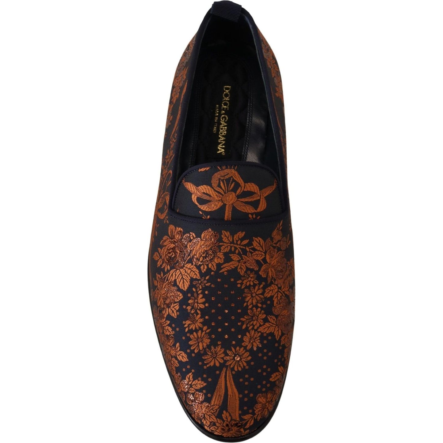 Dolce & Gabbana Blue Rust Floral Slippers Loafers Shoes Dolce & Gabbana