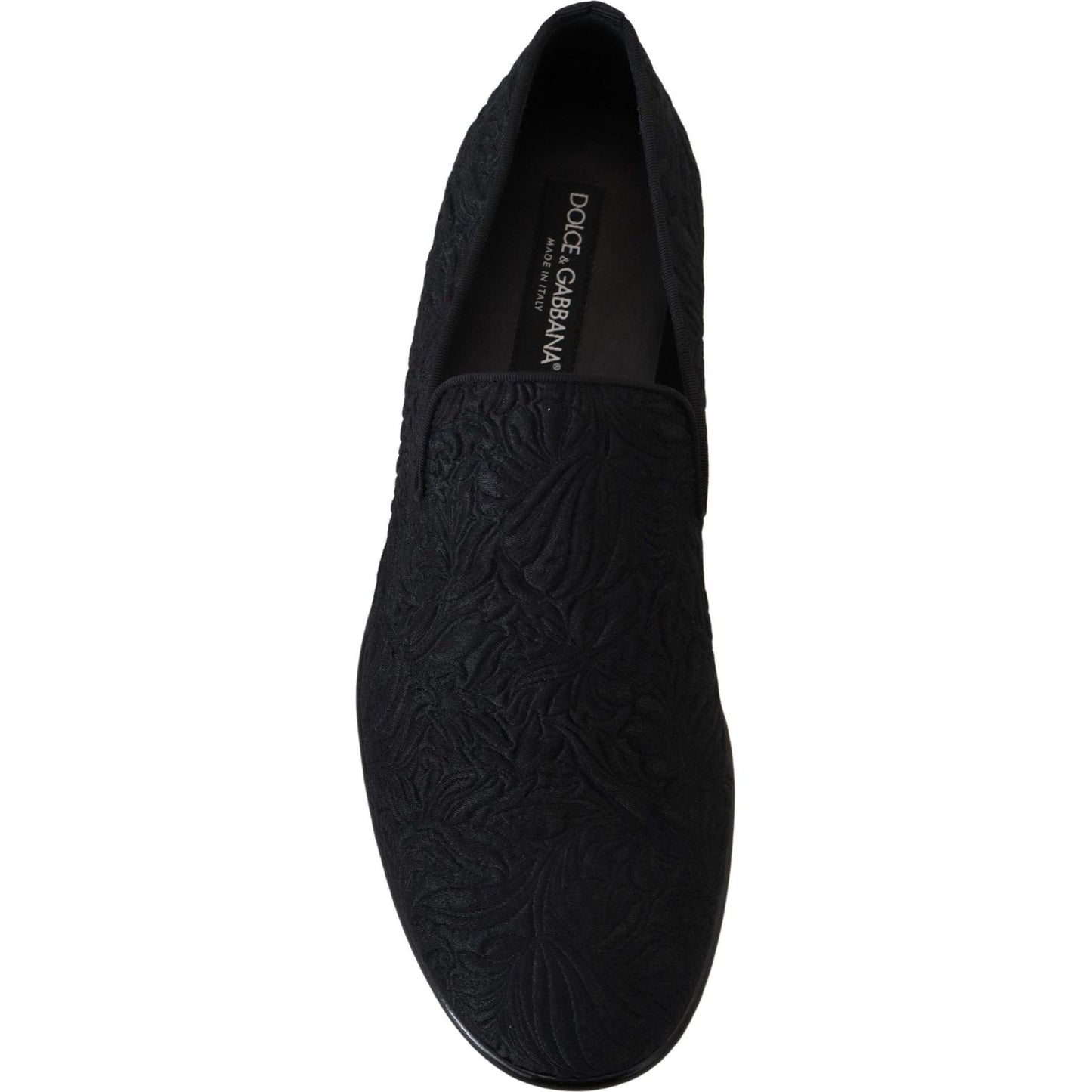 Dolce & Gabbana Black Floral Jacquard Slippers Loafers Shoes Dolce & Gabbana