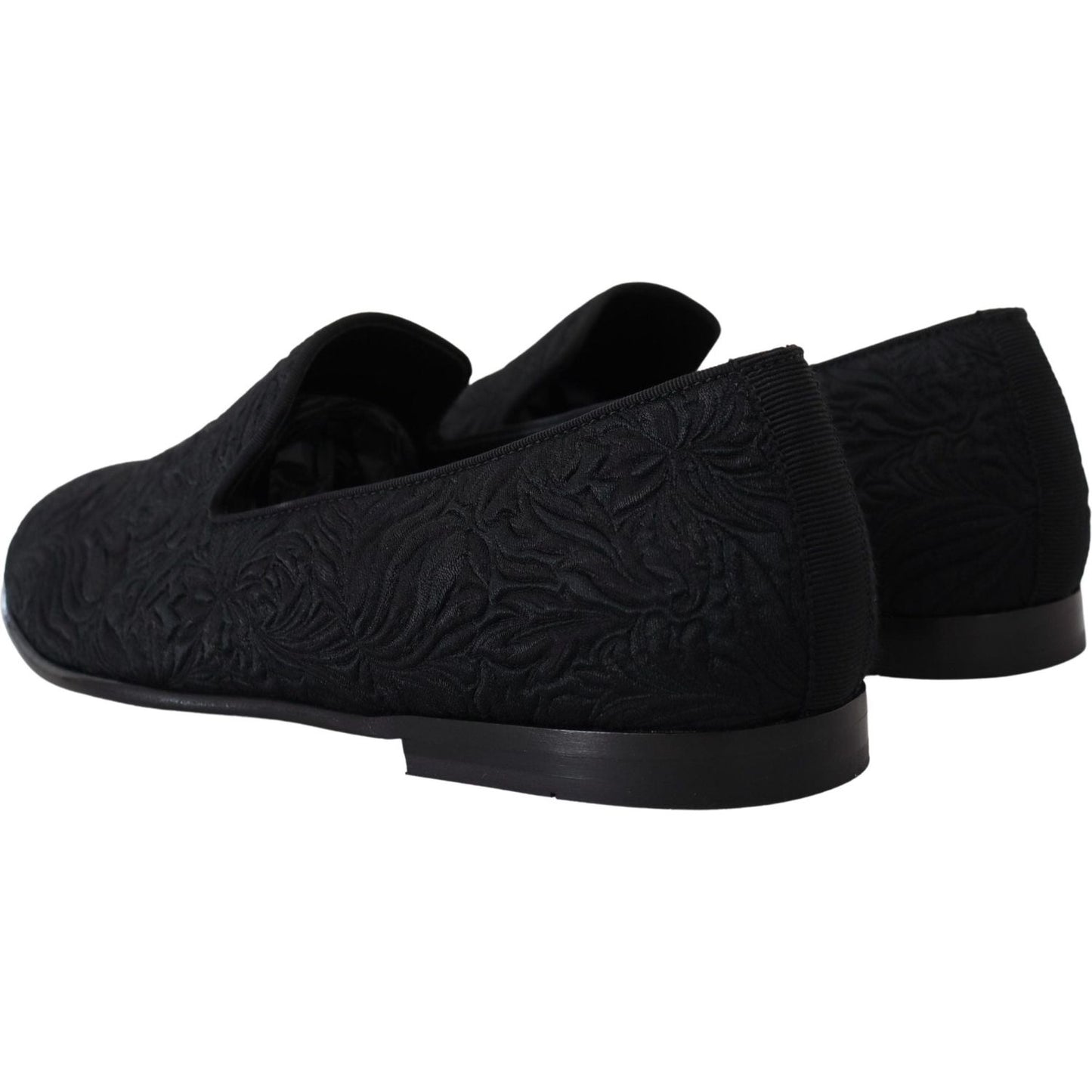 Dolce & Gabbana Black Floral Jacquard Slippers Loafers Shoes Dolce & Gabbana