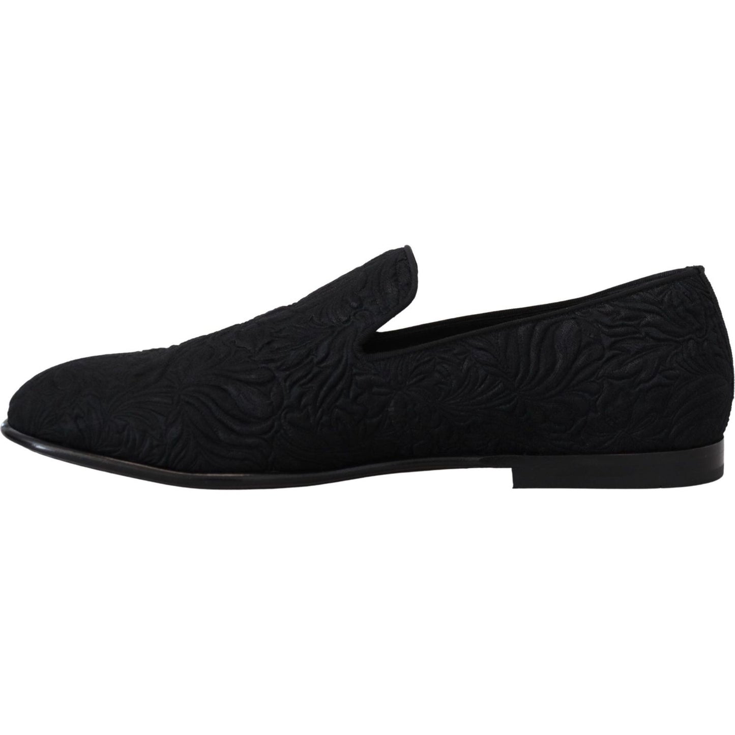 Dolce & Gabbana Black Floral Jacquard Slippers Loafers Shoes Dolce & Gabbana