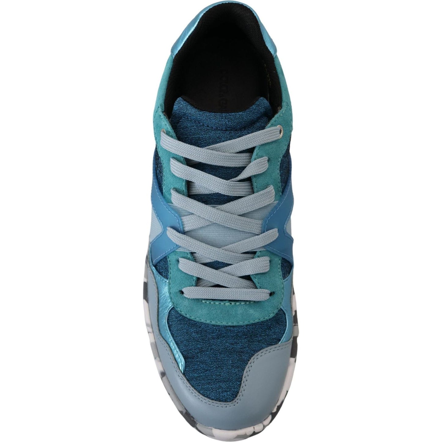 Dolce & Gabbana Blue Gray Leather Sport Low Top Sneakers Dolce & Gabbana