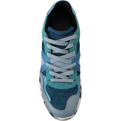 Dolce & Gabbana Blue Gray Leather Sport Low Top Sneakers Dolce & Gabbana