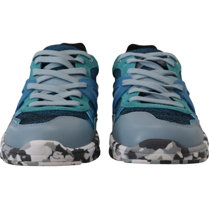 Dolce & Gabbana Blue Gray Leather Sport Low Top Sneakers Dolce & Gabbana