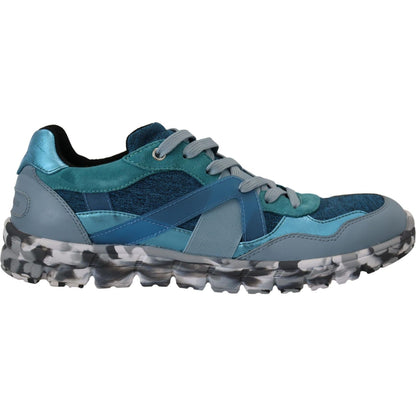 Dolce & Gabbana Blue Gray Leather Sport Low Top Sneakers Dolce & Gabbana