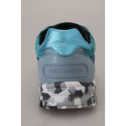 Dolce & Gabbana Blue Gray Leather Sport Low Top Sneakers Dolce & Gabbana