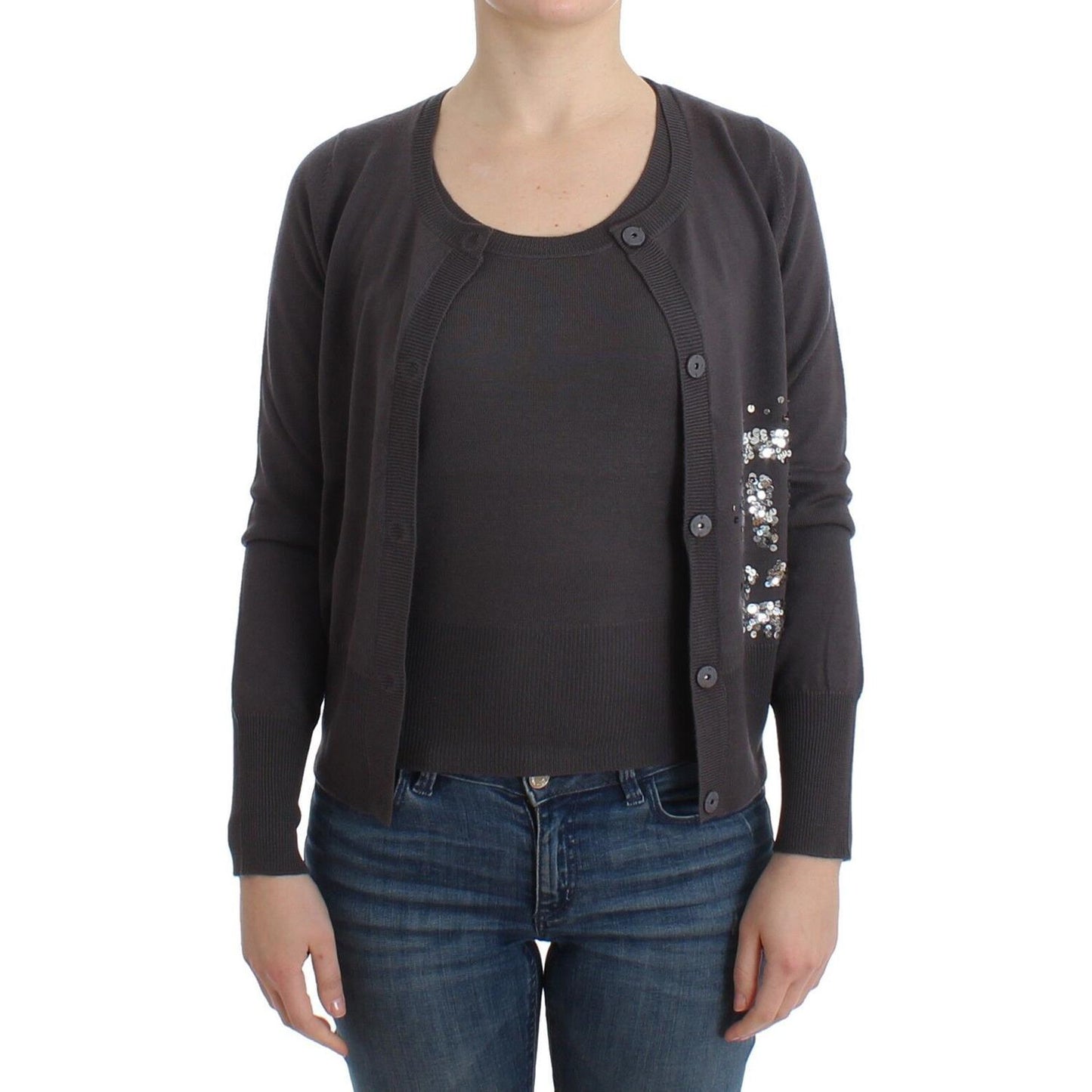 John Galliano Purple Wool Sequined Cardigan Knit Sweater John Galliano