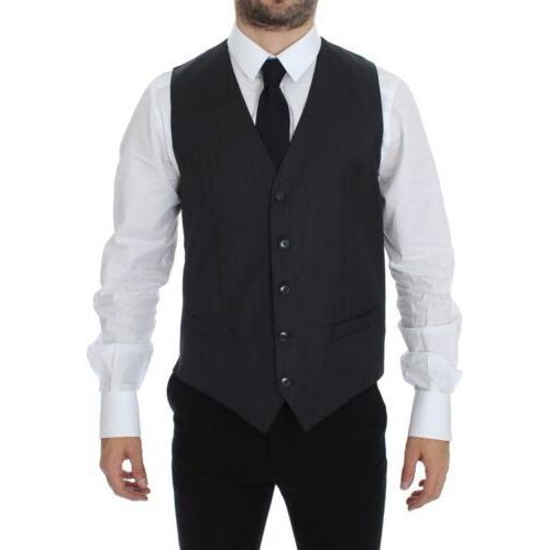 Dolce & Gabbana Gray Wool Formal Dress Vest Gilet Weste Dolce & Gabbana