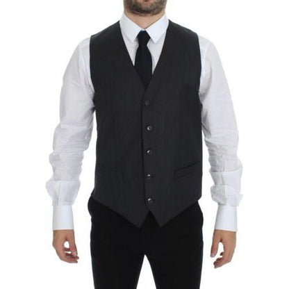 Dolce & Gabbana Gray Wool Formal Dress Vest Gilet Weste Dolce & Gabbana