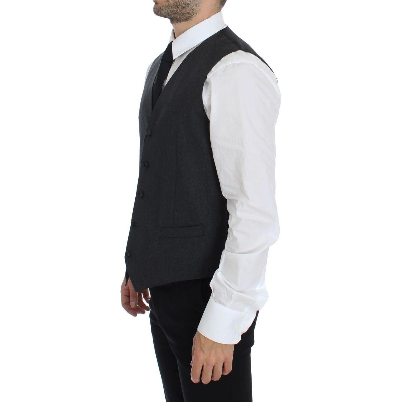 Dolce & Gabbana Gray Wool Formal Dress Vest Gilet Weste Dolce & Gabbana