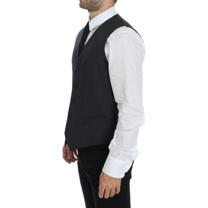 Dolce & Gabbana Gray Wool Formal Dress Vest Gilet Weste Dolce & Gabbana