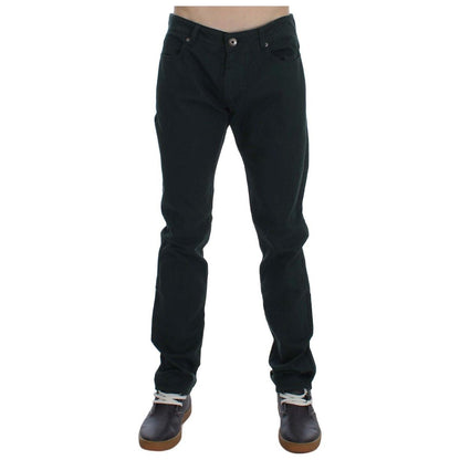 Ermanno Scervino Green Cotton Denim Stretch Straight Fit Jeans Ermanno Scervino