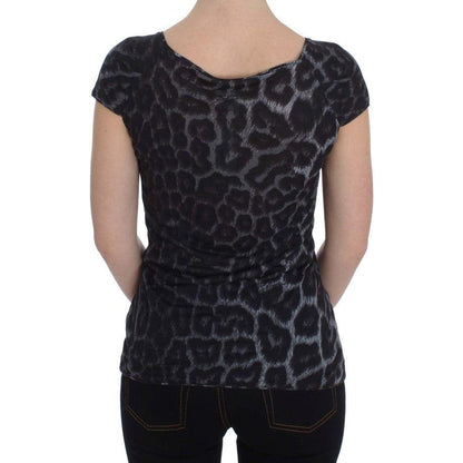 Cavalli Gray Leopard Modal T-Shirt Blouse Top Cavalli