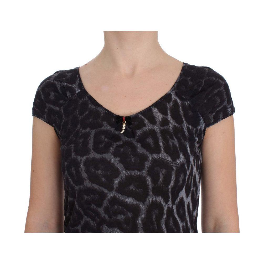 Cavalli Gray Leopard Modal T-Shirt Blouse Top Cavalli