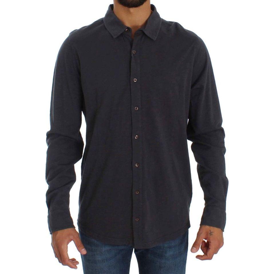 Alpha Massimo Rebecchi Gray Cotton Button Down Casual Shirt Alpha Massimo Rebecchi