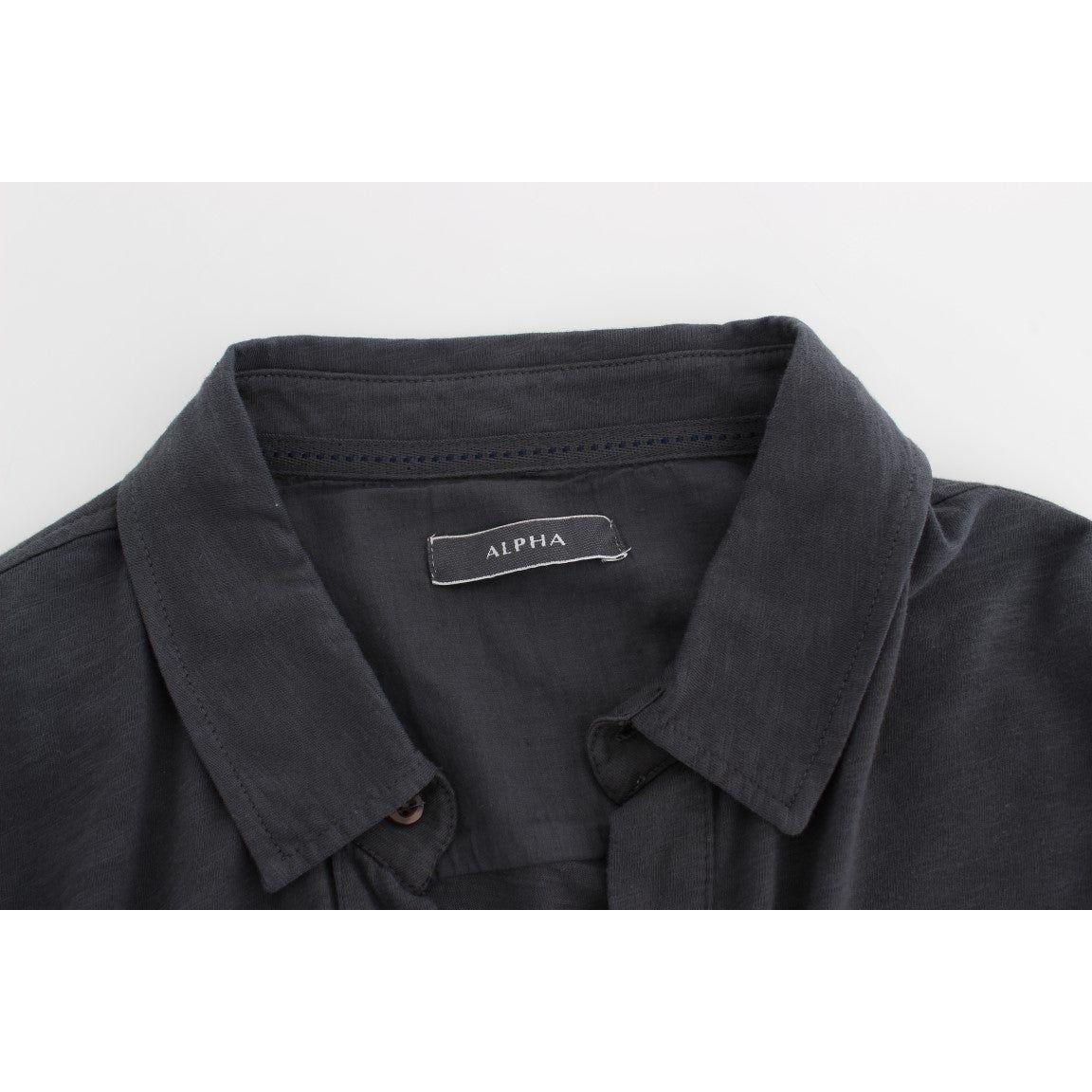 Alpha Massimo Rebecchi Gray Cotton Button Down Casual Shirt Alpha Massimo Rebecchi